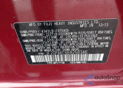 2014 Subaru Xv Crosstrek 2.0I Limited z USA, uszkodzony, nr VIN JF2GPAKC6E8258346